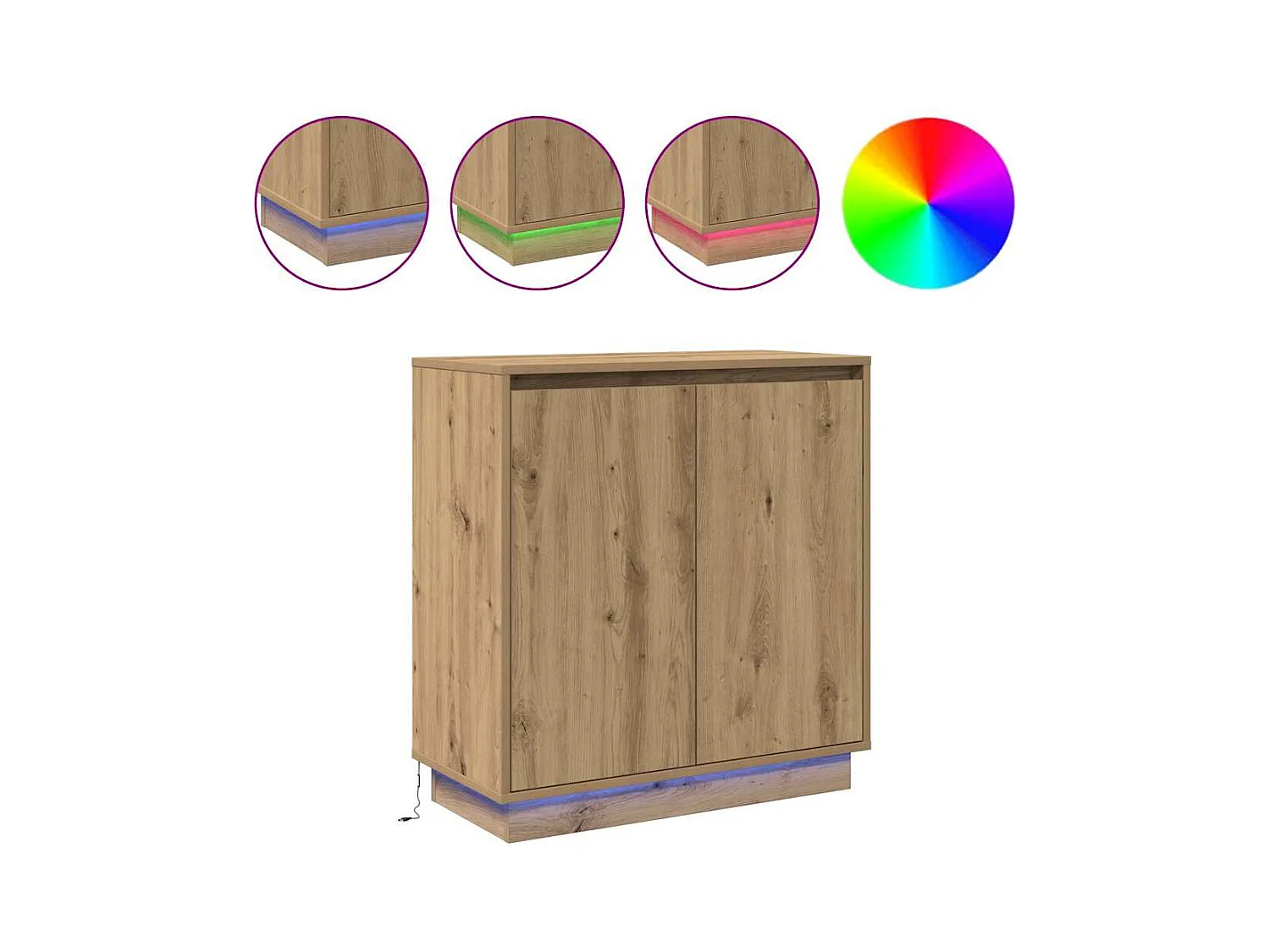 Artisan Oak LED Sideboard 71x34,5x75 cm aus Holzwerkstoff