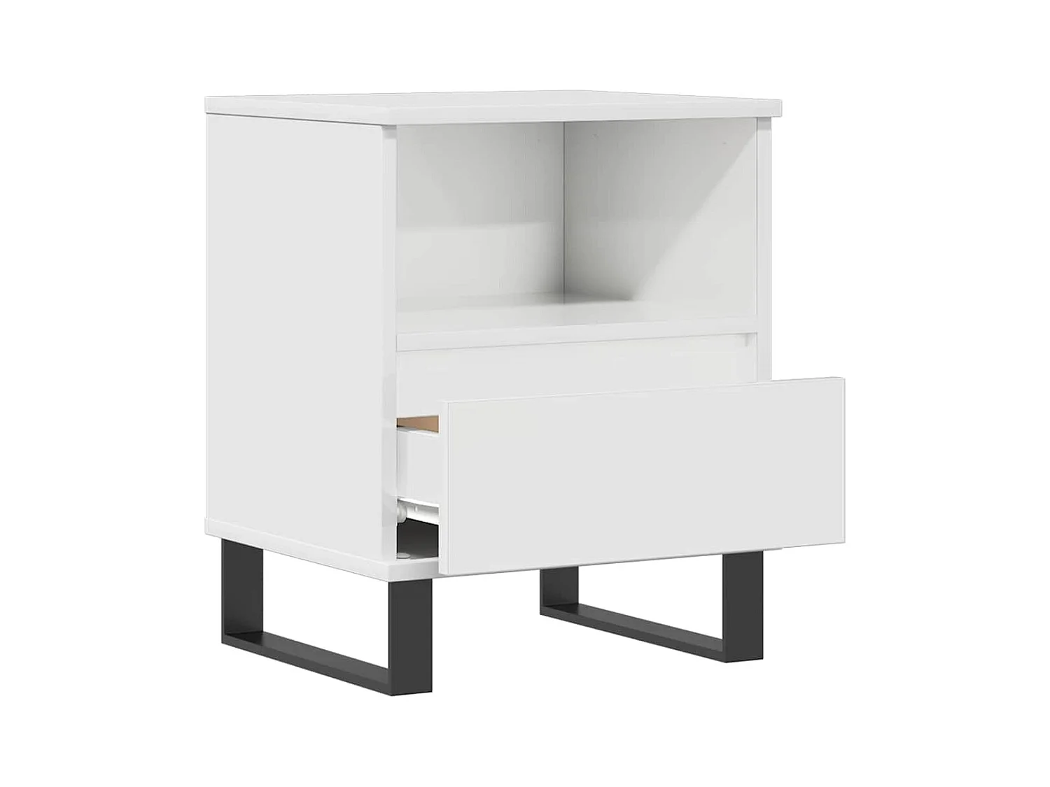 Comodino Bianco lucido 40x35x50 cm Legno composito