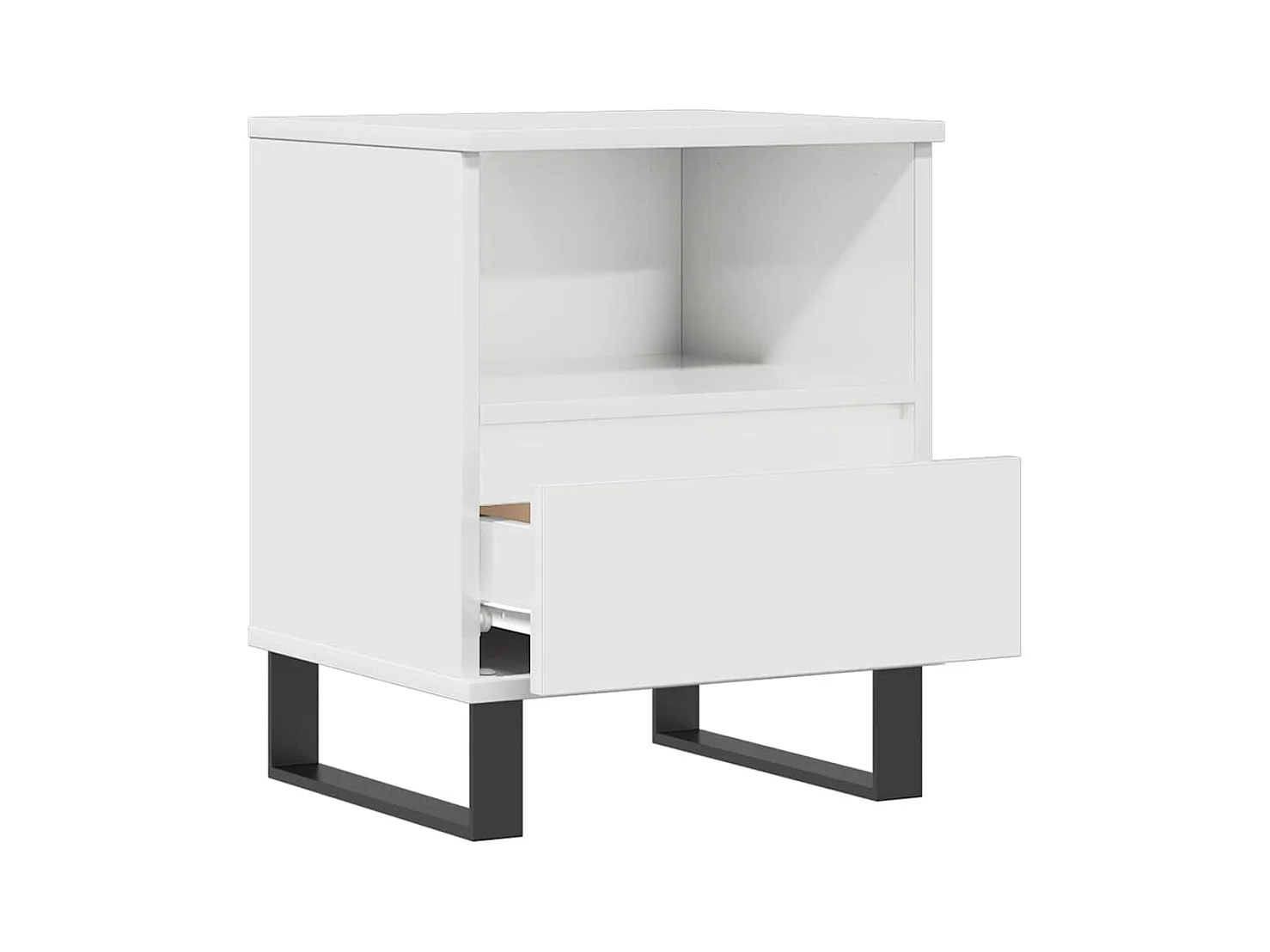 Comodino Bianco lucido 40x35x50 cm Legno composito