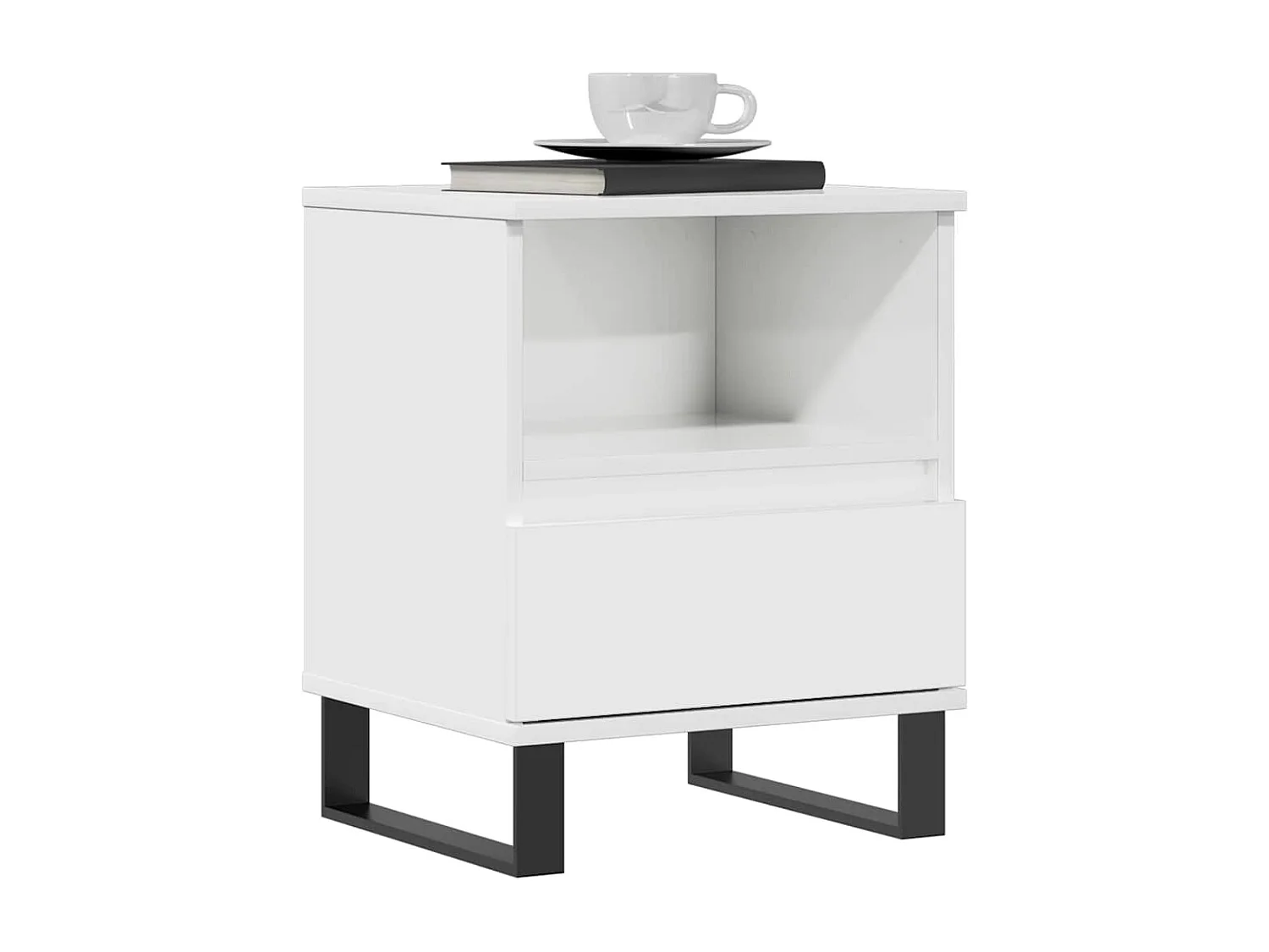 Comodino Bianco lucido 40x35x50 cm Legno composito