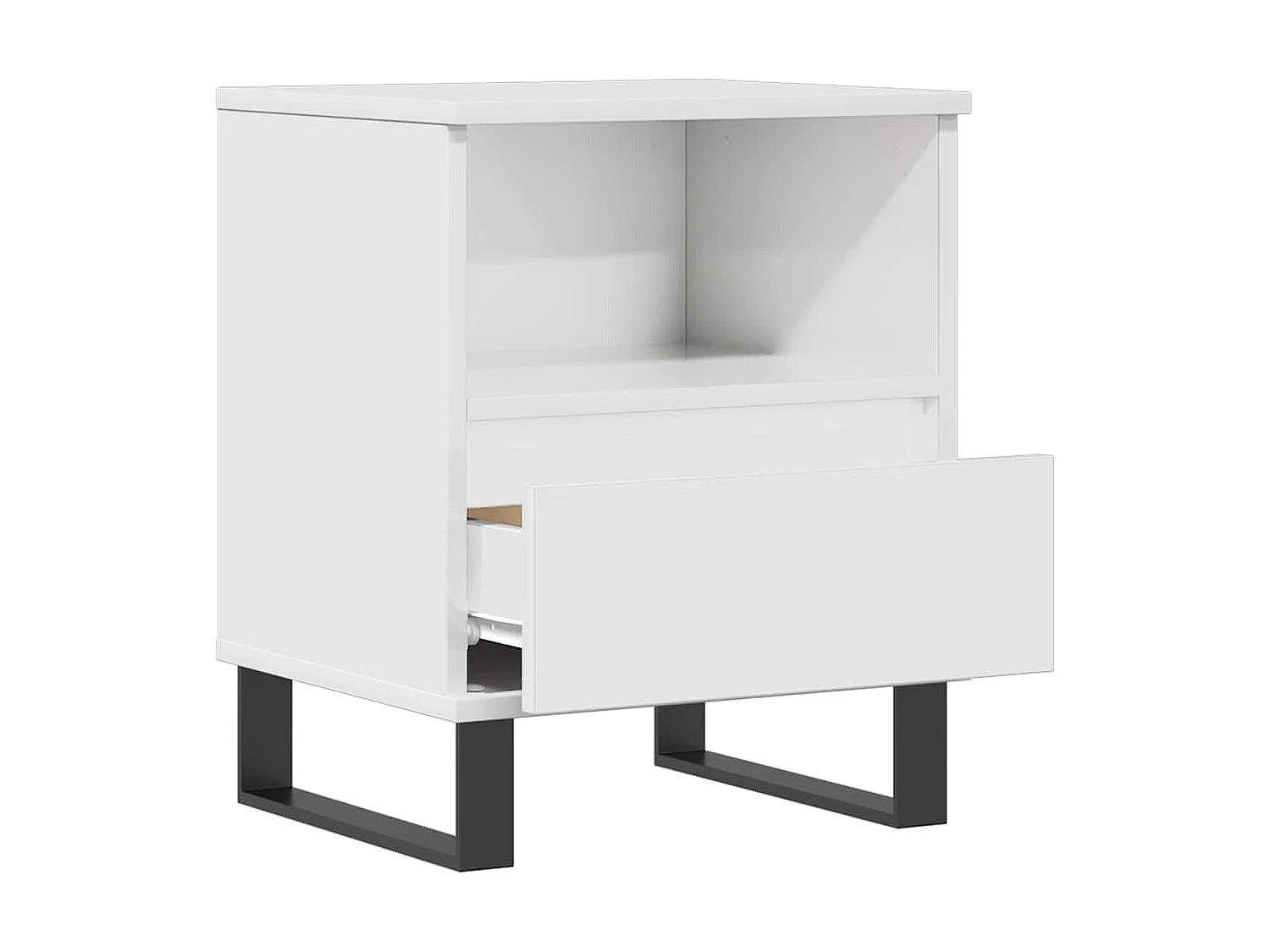 Comodino Bianco lucido 40x35x50 cm Legno composito