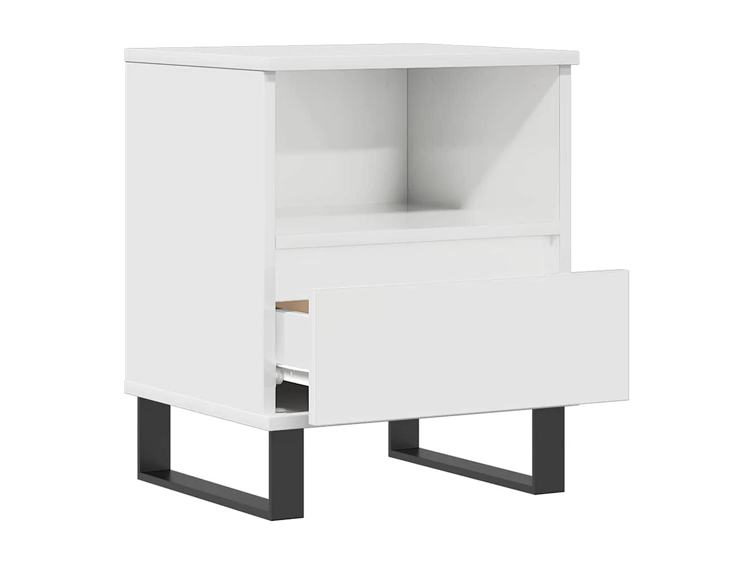 Comodino Bianco lucido 40x35x50 cm Legno composito