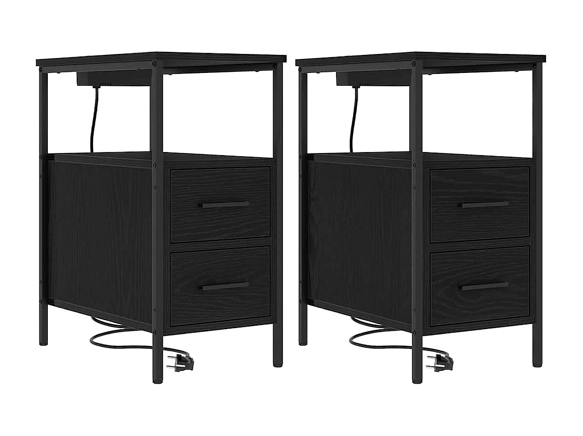 Armoires de chevet avec tiroir 2 pcs Chêne noir 30 x 48 x 61 cm
