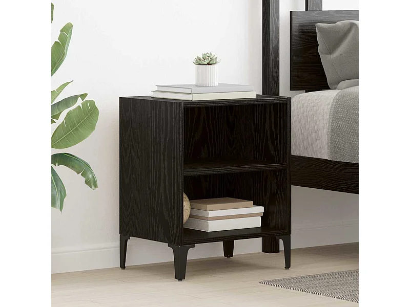 Comodino Rovere nero 40x30x50 cm Legno ricostituito