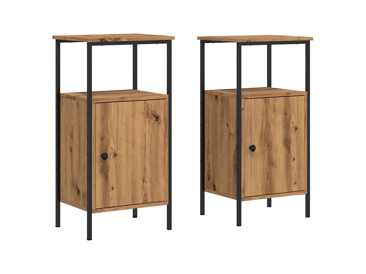 Tables de chevet 2 pcs chêne artisanal bois d'ingénierie