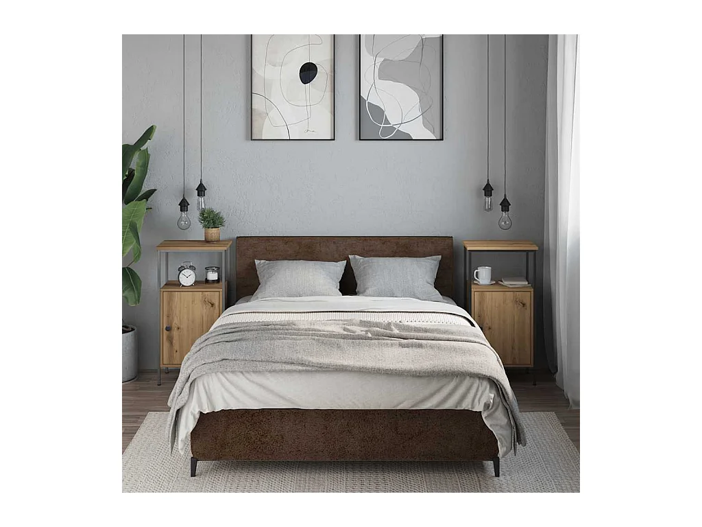 Tables de chevet 2 pcs chêne artisanal bois d'ingénierie