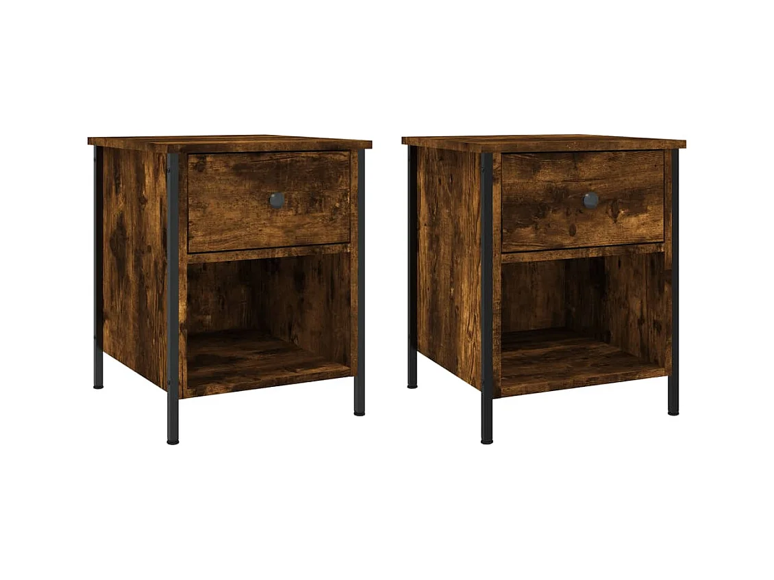 Tables de chevet 2 pcs chêne fumé 40x42x50 cm bois ingénierie