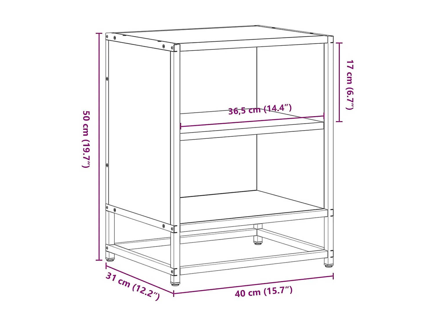 Mesita de noche Sonoma gris 40x31x50 cm madera contrachapada metal