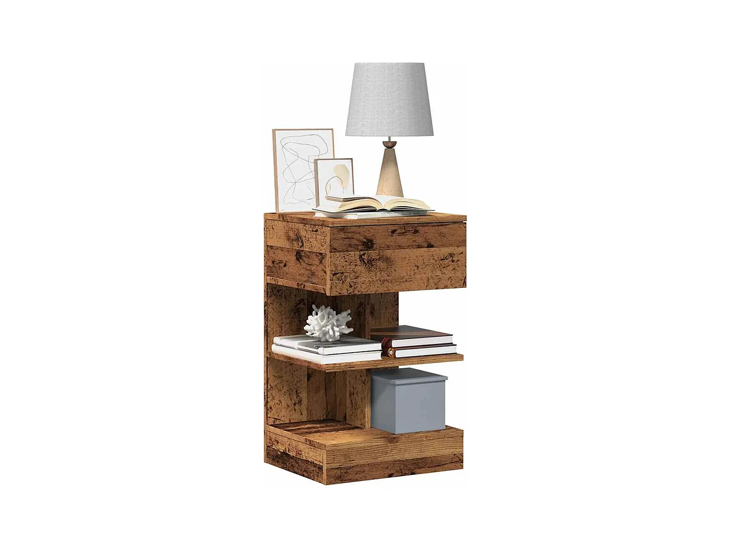 Table de chevet vieux bois 40x35x65 cm bois d'ingénierie