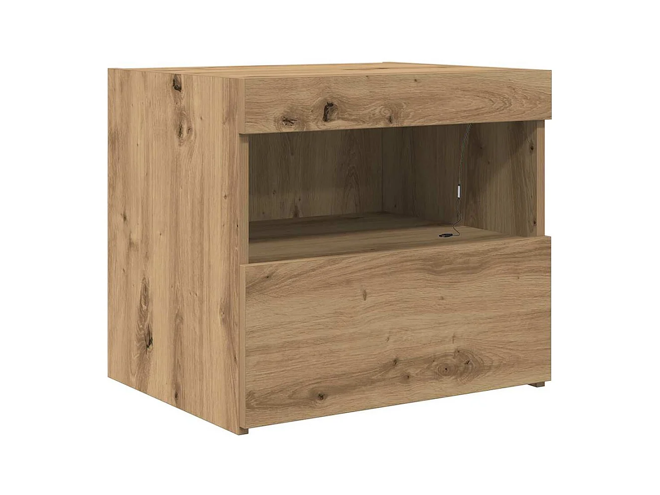 Table de chevet avec lumières LED Chêne artisanal 50x40x45 cm