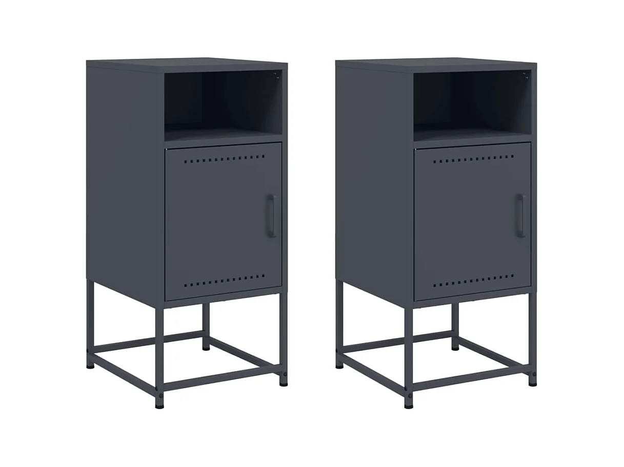Tables de chevet 2 pcs anthracite 36x39x78 cm acier