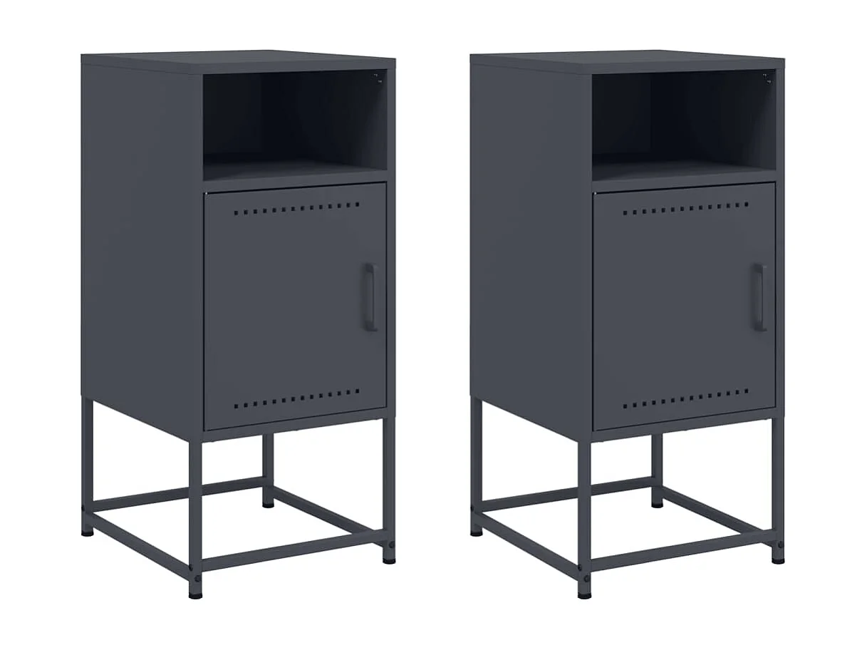 Tables de chevet 2 pcs anthracite 36x39x78 cm acier