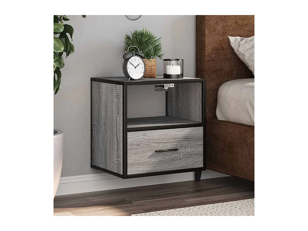 Table de chevet murale sonoma gris 40x31x39,5 cm