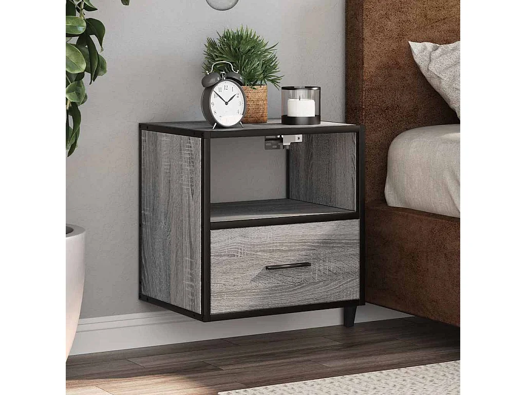 Mesita de noche de pared Sonoma gris 40x31x39,5 cm