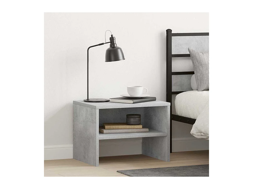 Betongrauer Nachttisch 40x30x30 cm Holzwerkstoff