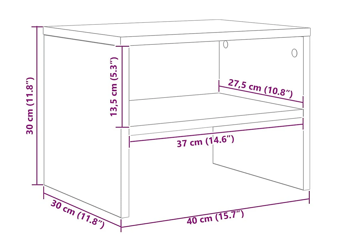 Table de chevet Gris béton 40x30x30 cm Bois ingénierie