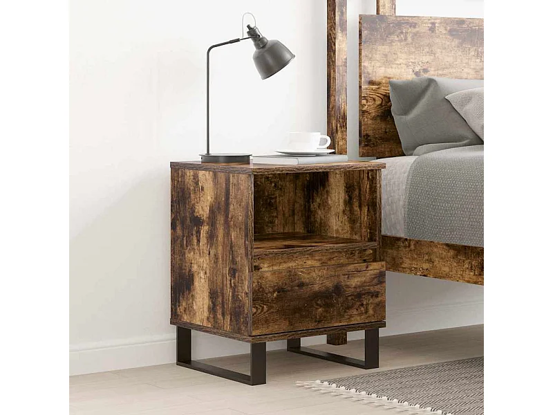 Comodino in rovere affumicato 40x35x50 cm in legno ingegnerizzato