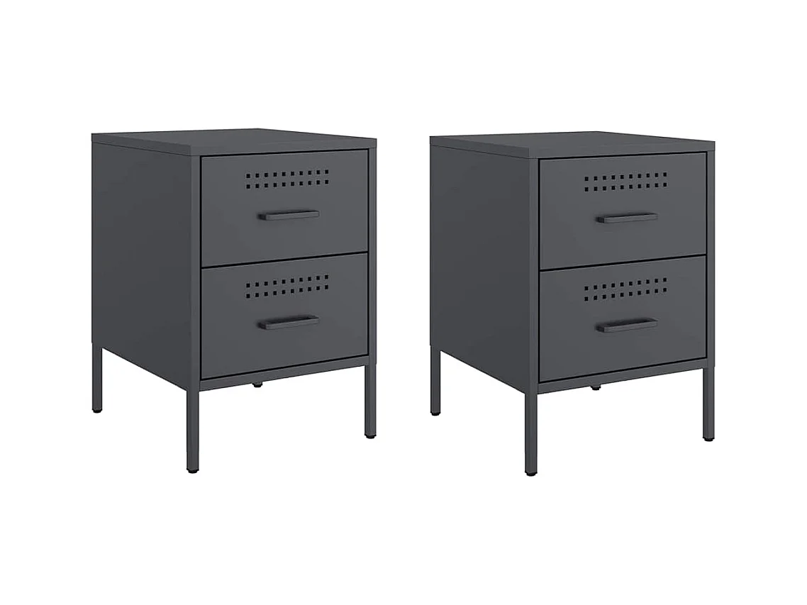 Tables de chevet 2 pcs anthracite 36x39x50,5 cm acier