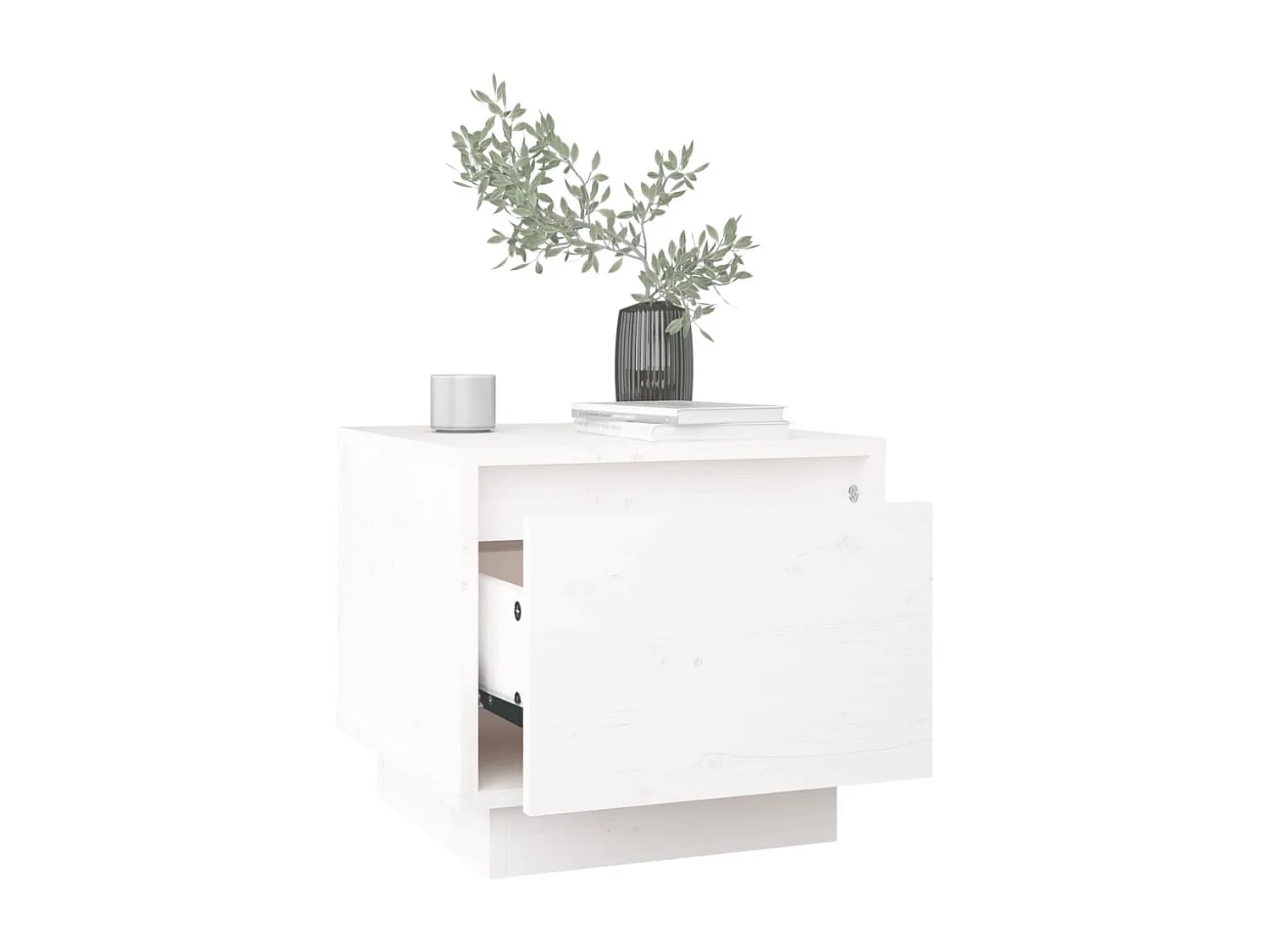 Comodini 2 pz Bianco 35x34x32 cm Legno massello di pino