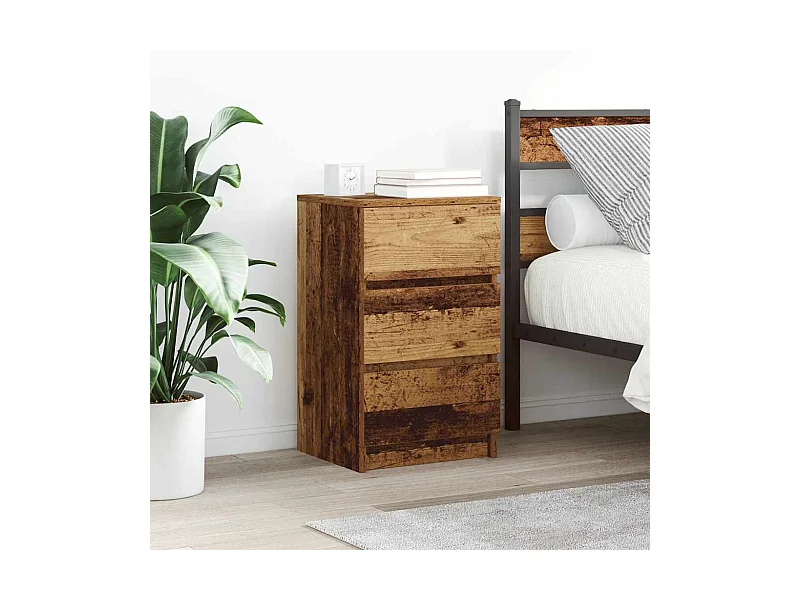 Tables de chevet avec 3 tiroirs 2 pcs vieux bois 39x35x65 cm