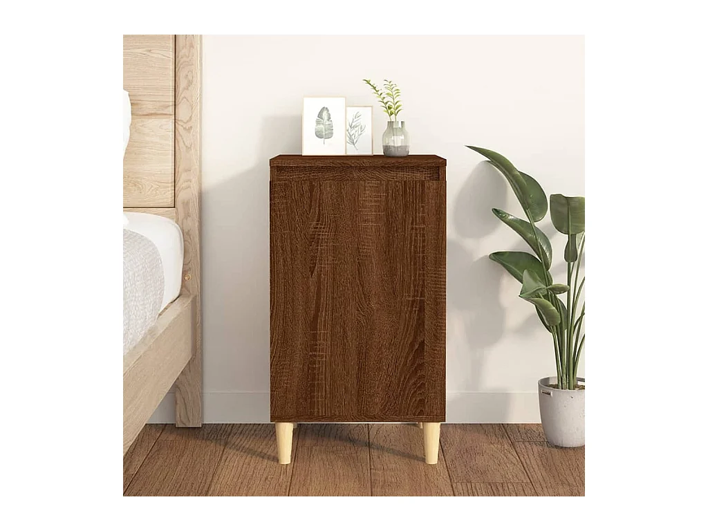 Table de chevet chêne marron 40x35x70 cm bois d'ingénierie