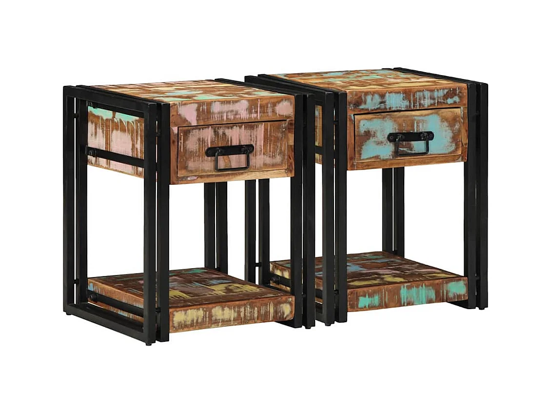 Tables de chevet 2 pcs 40x40x50 cm Bois récupéré