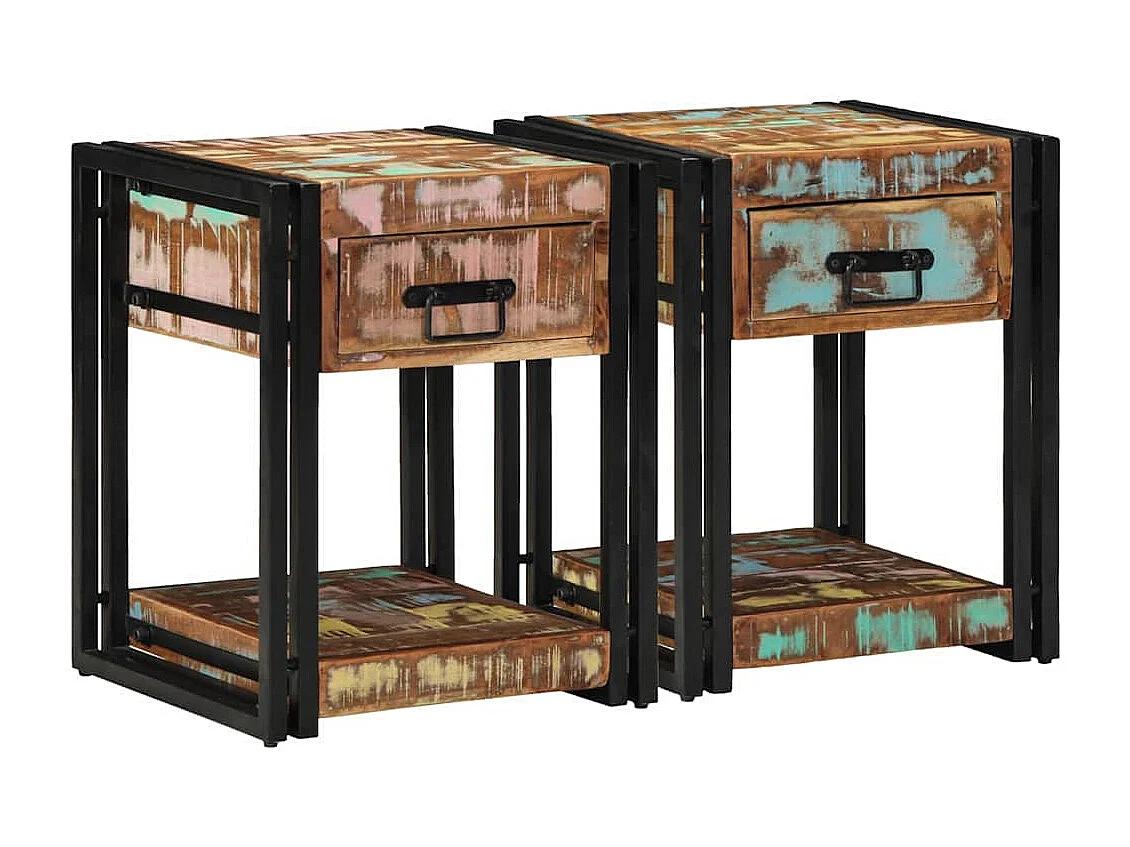 Tables de chevet 2 pcs 40x40x50 cm Bois récupéré