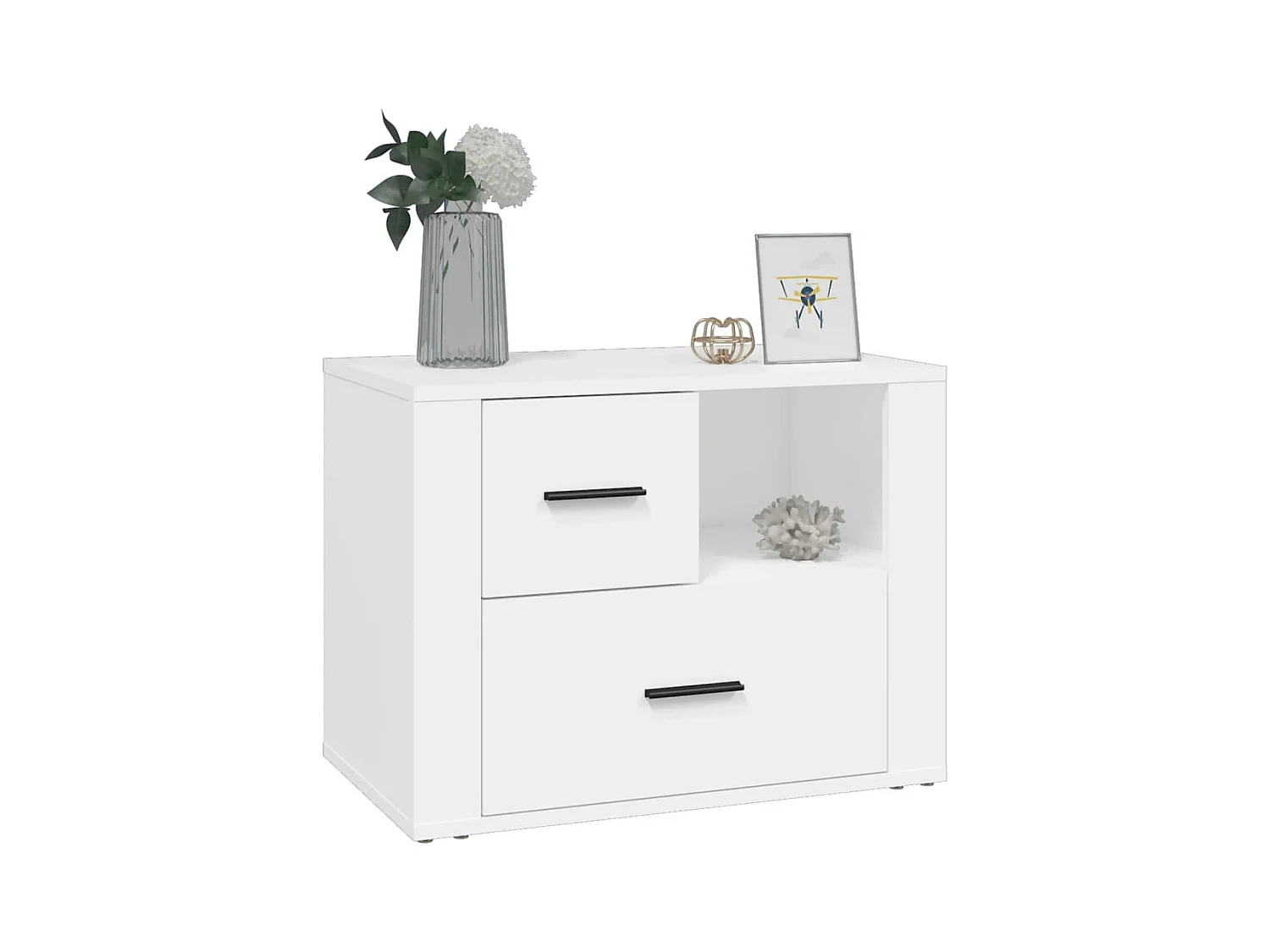 Table de chevet Blanc 60x36x45 cm Bois d'ingénierie