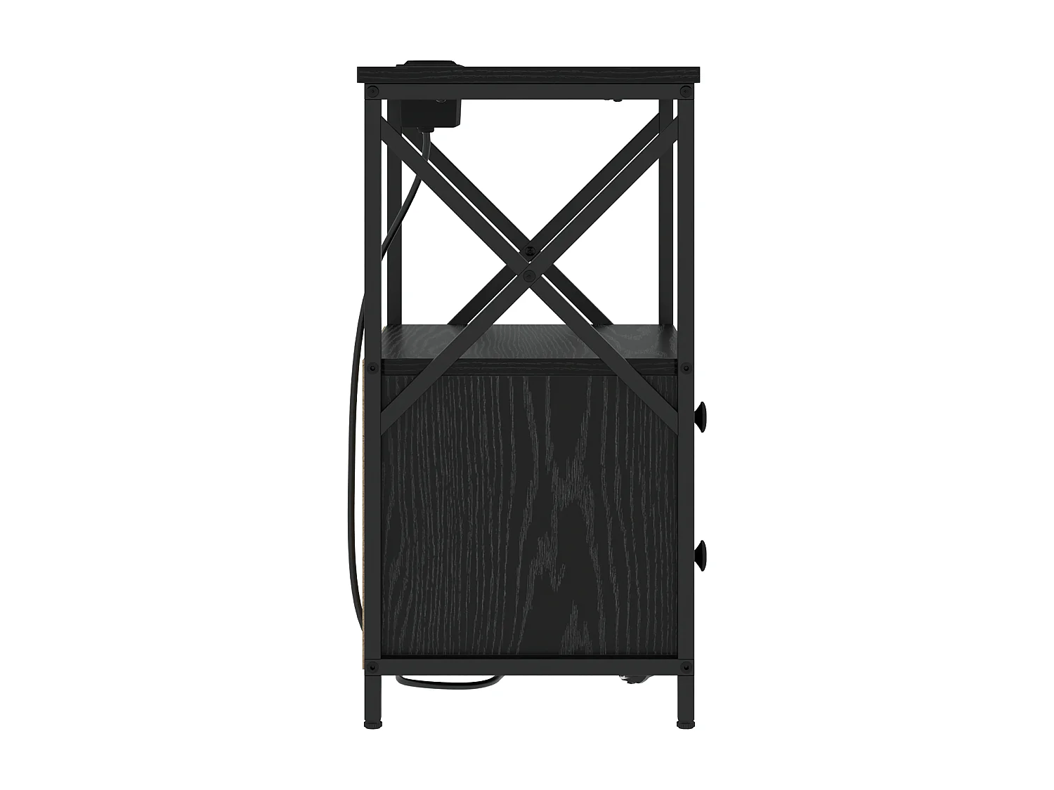 Table de nuit avec station de chargement 2 pcs Chêne noir