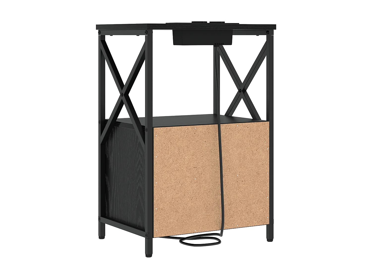 Table de nuit avec station de chargement 2 pcs Chêne noir