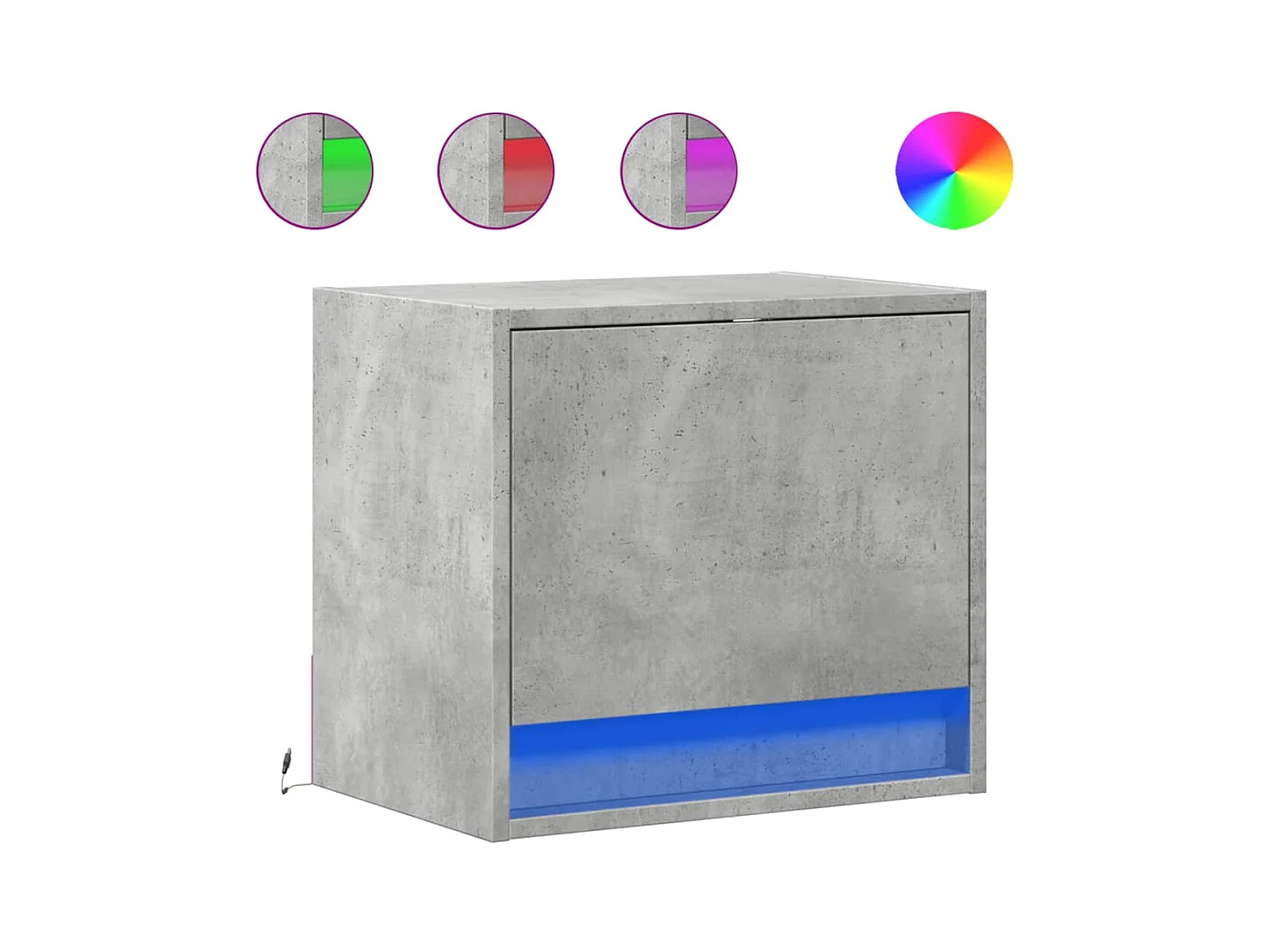 Tables de chevet murales avec lumières LED 2 pcs gris béton