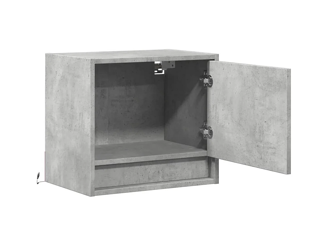 Tables de chevet murales avec lumières LED 2 pcs gris béton