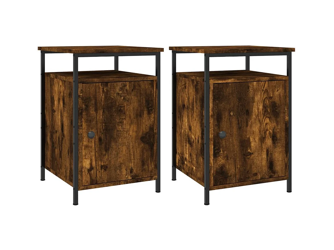 Nachtkastjes 2 stuks gerookt eiken 40x42x60 cm bewerkt hout