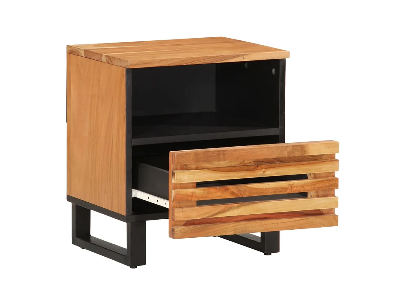 Comodini 2 pz 40x34x46 cm in legno massello di acacia