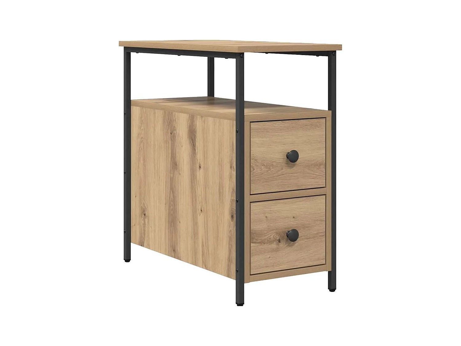 Cabinet de chevet avec tiroir chêne artisanal 30 x 60 x 60 cm