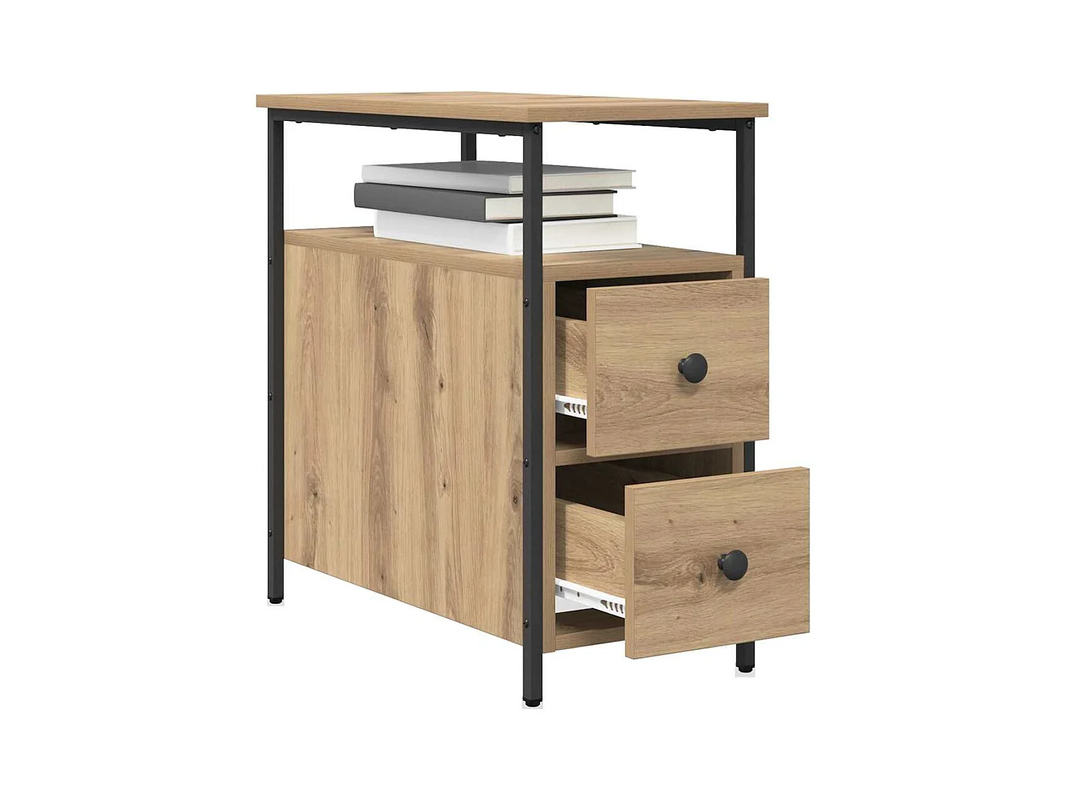 Cabinet de chevet avec tiroir chêne artisanal 30 x 60 x 60 cm