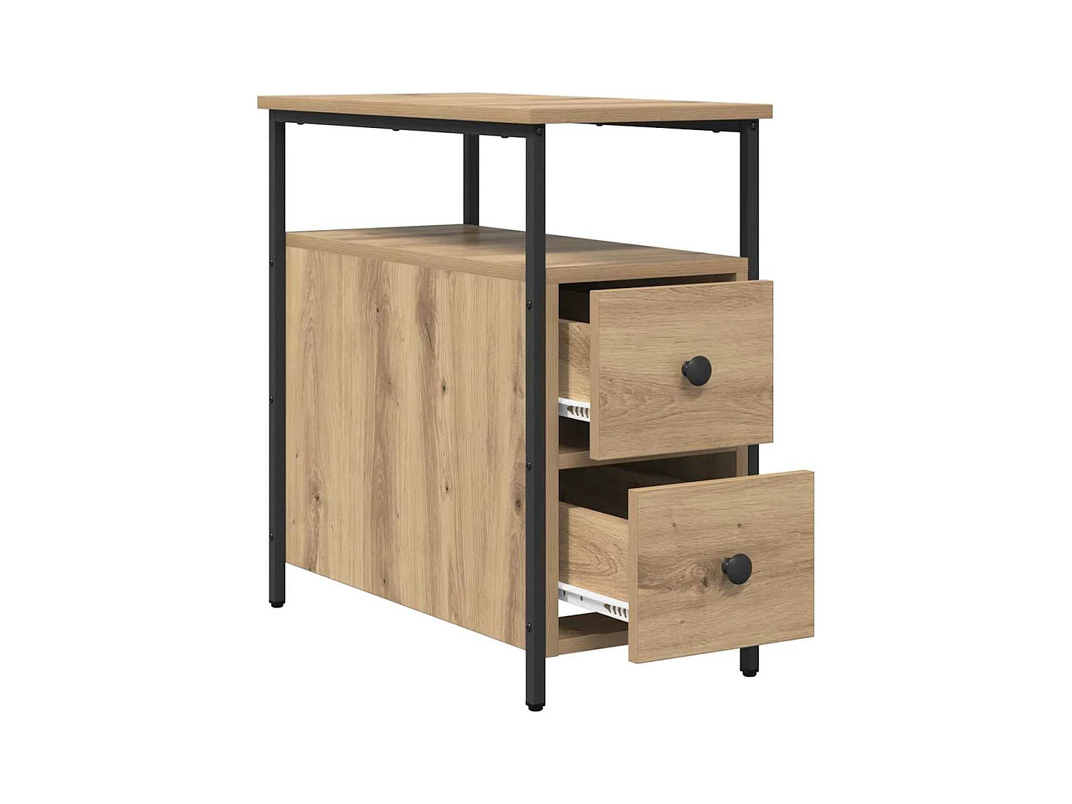 Cabinet de chevet avec tiroir chêne artisanal 30 x 60 x 60 cm