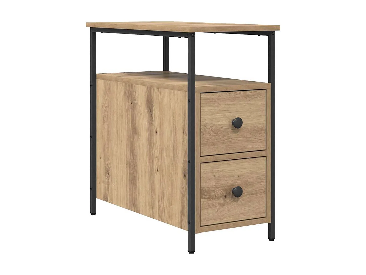 Cabinet de chevet avec tiroir chêne artisanal 30 x 60 x 60 cm