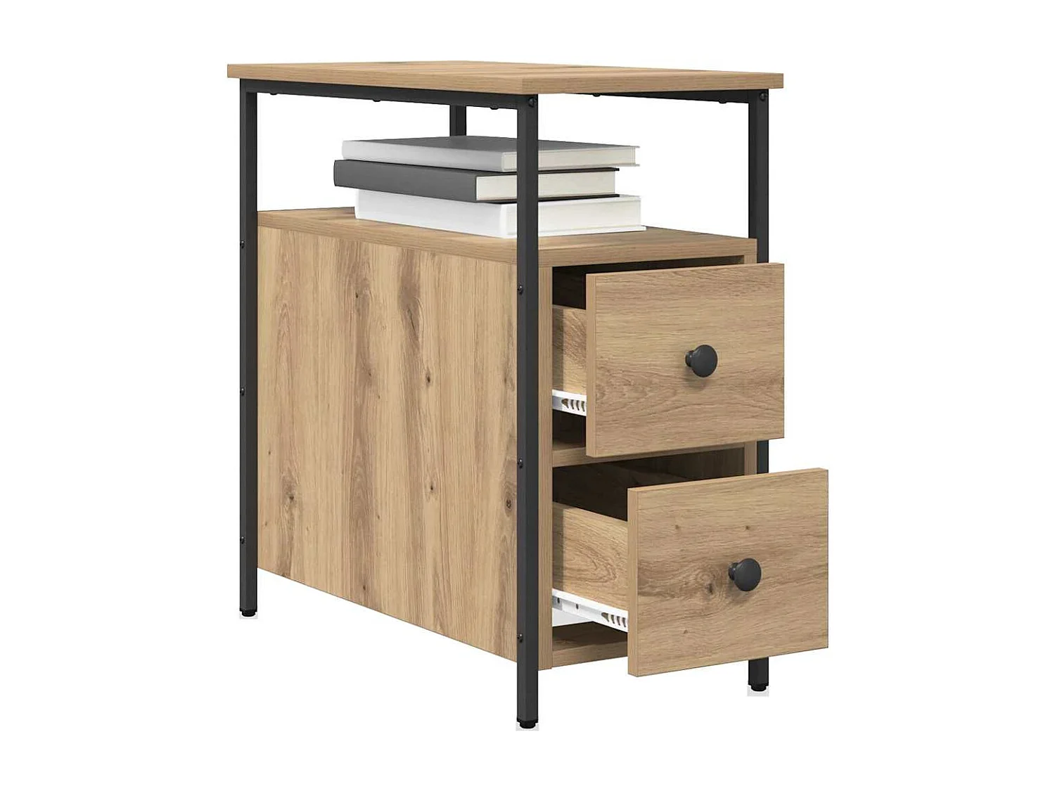 Cabinet de chevet avec tiroir chêne artisanal 30 x 60 x 60 cm