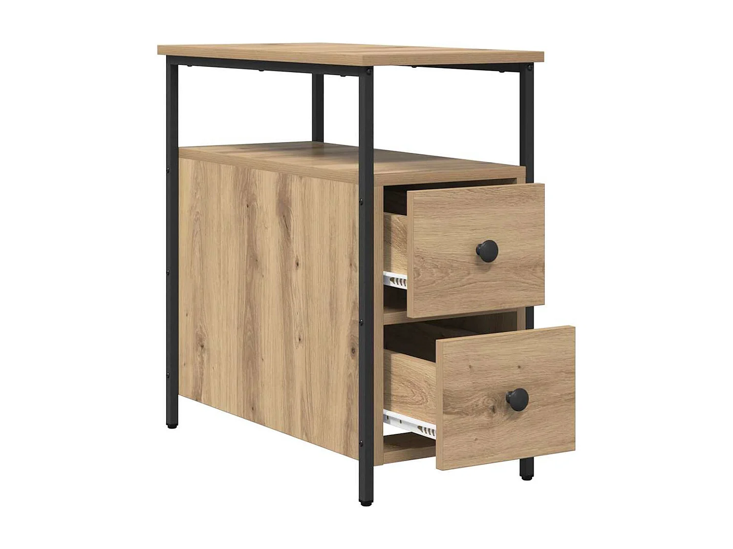 Cabinet de chevet avec tiroir chêne artisanal 30 x 60 x 60 cm