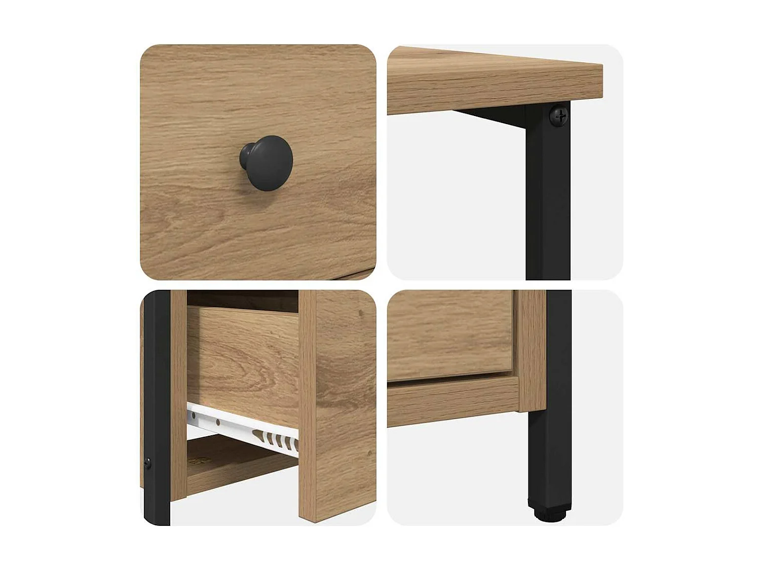 Cabinet de chevet avec tiroir chêne artisanal 30 x 60 x 60 cm