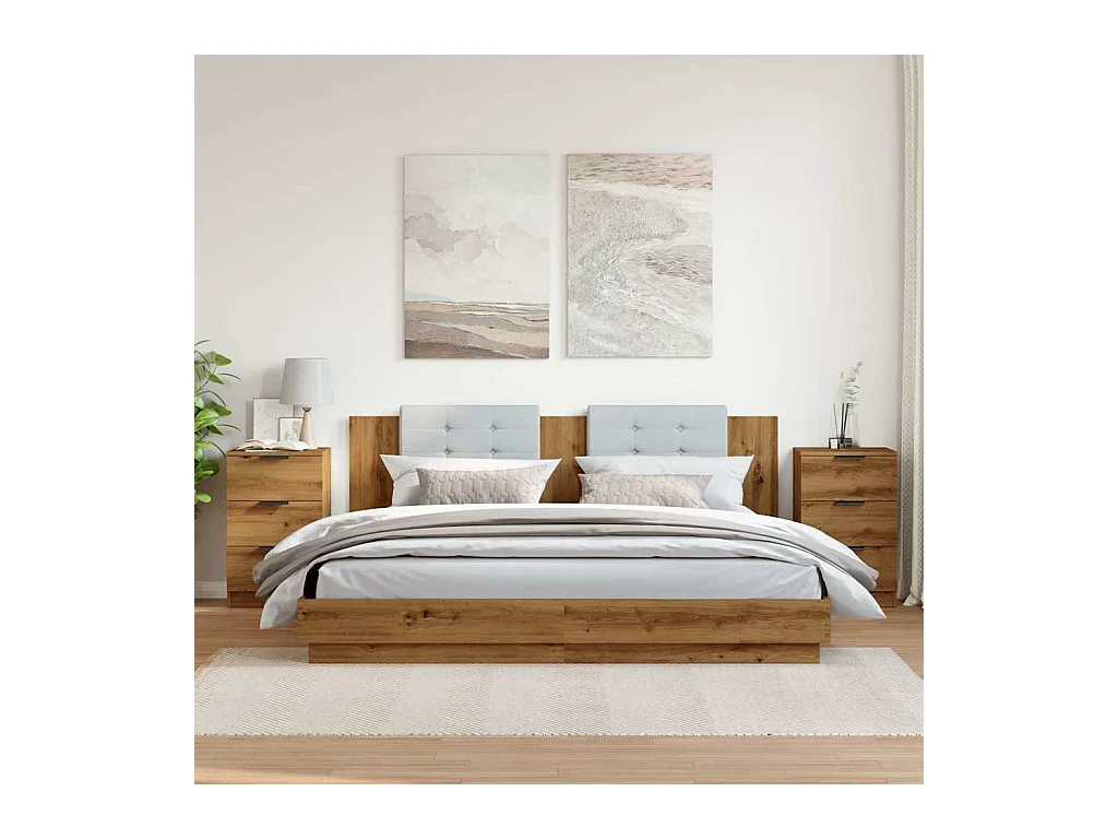 Tables de chevet 2 pcs chêne artisanal bois d'ingénierie