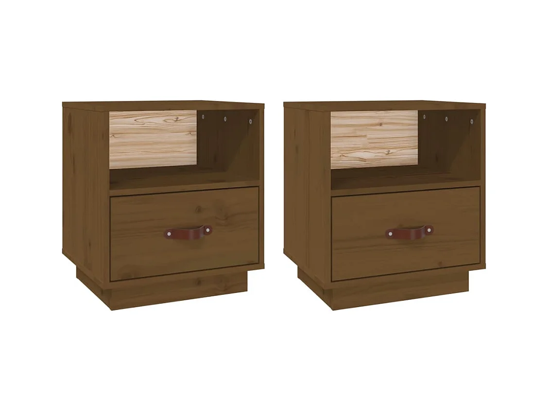 Tables de chevet 2pcs Marron miel 40x34x45cm Bois de pin massif