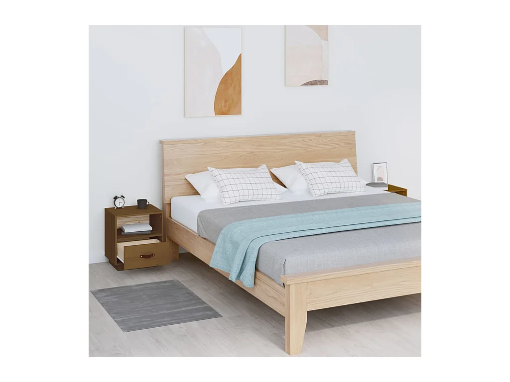 Tables de chevet 2pcs Marron miel 40x34x45cm Bois de pin massif