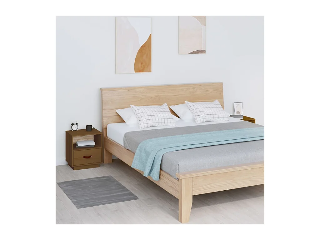 Comodini 2 pezzi Marrone miele 40x34x45cm Legno massello di pino