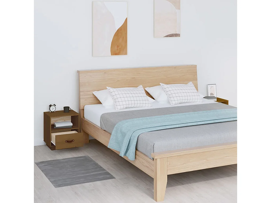 Tables de chevet 2pcs Marron miel 40x34x45cm Bois de pin massif