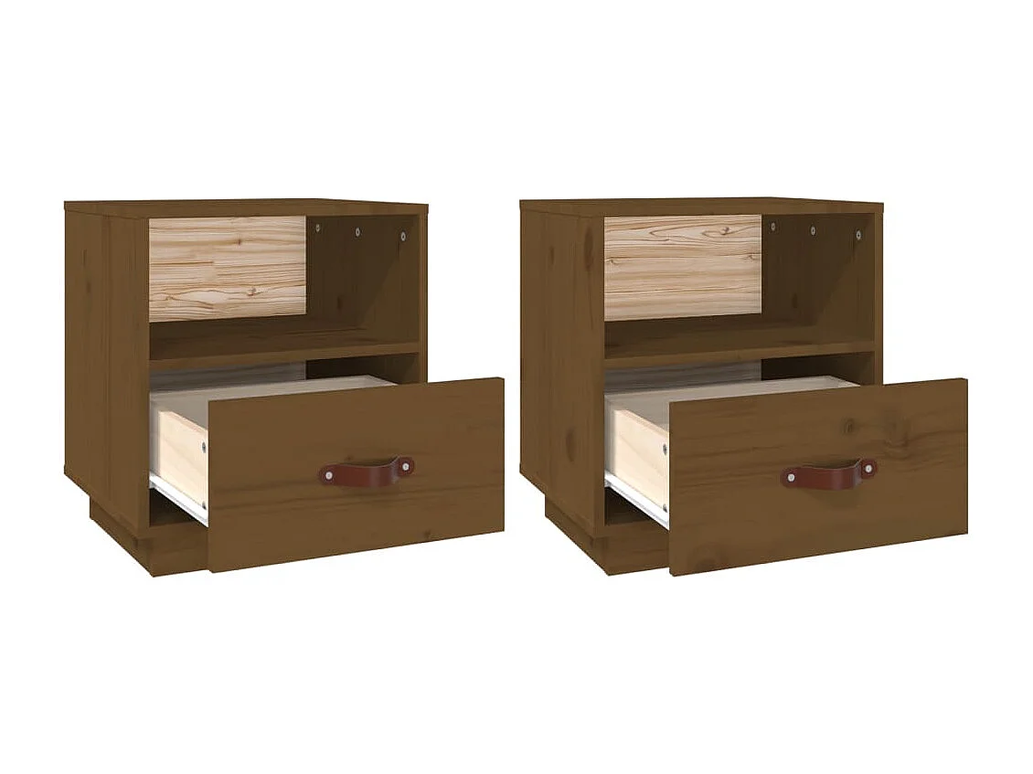 Tables de chevet 2pcs Marron miel 40x34x45cm Bois de pin massif