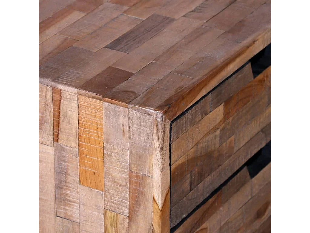 Comodino con 2 cassetti in legno di teak riciclato