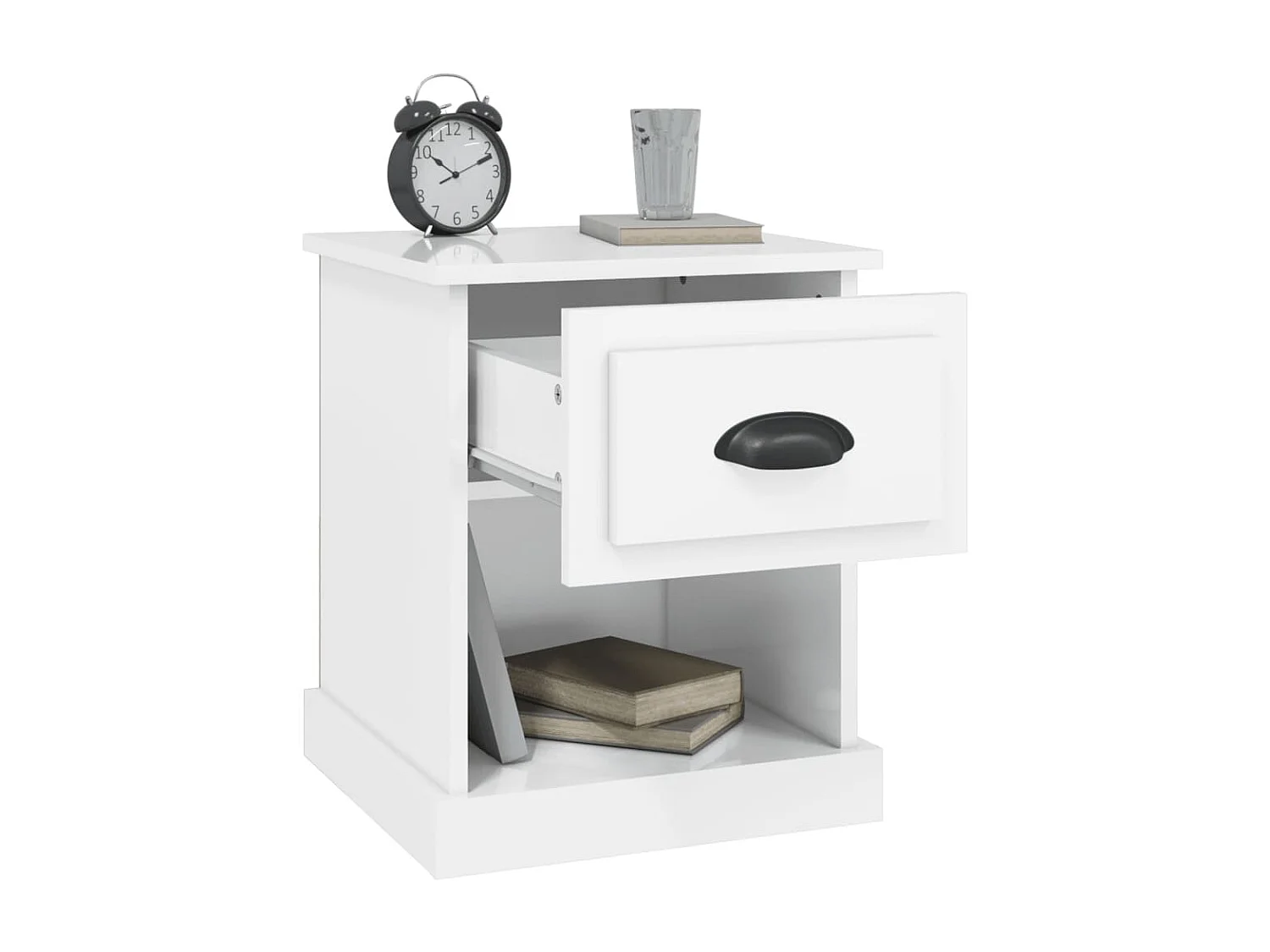 Mesita de noche en blanco brillo 39x39x47,5 cm Madera de ingeniería