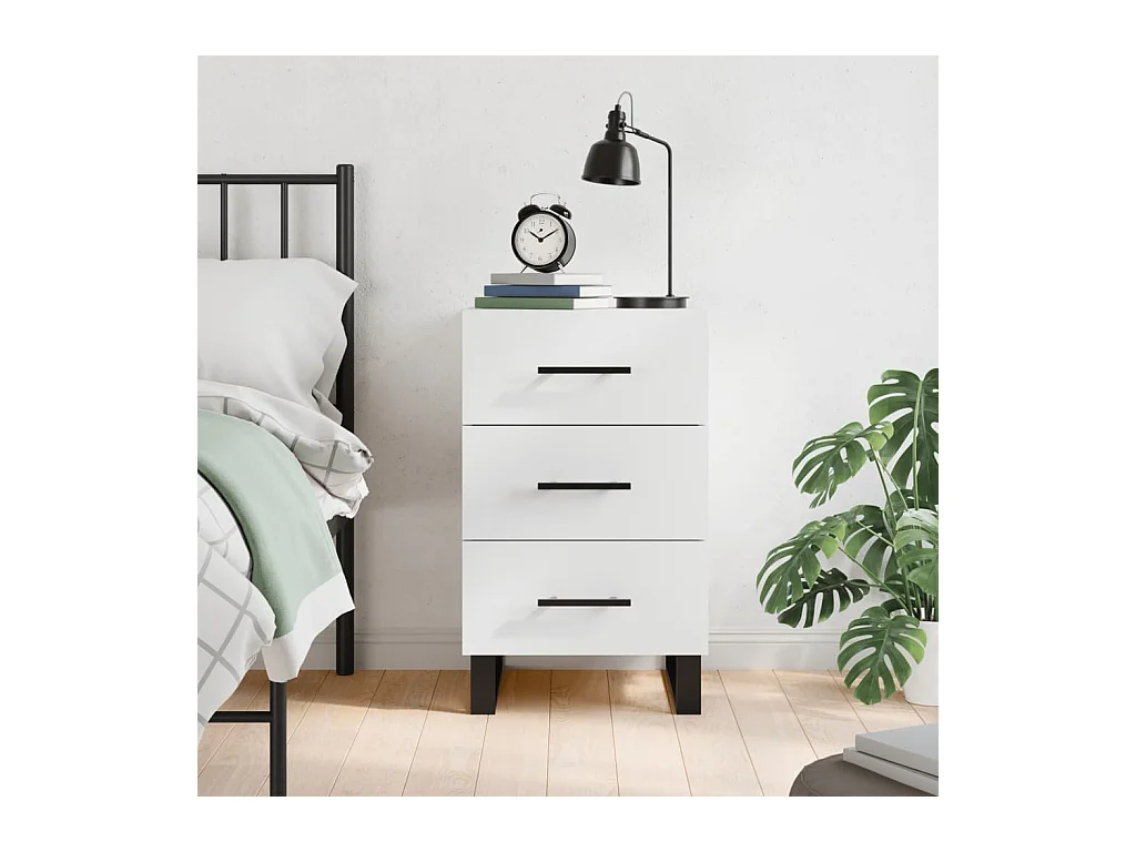 Table de chevet blanc 40x40x66 cm bois d'ingénierie